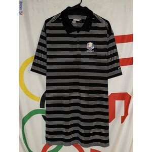 Nike Golf 2012 Ryder Cup Medinah Polo Shirt Mens 2XL Black Striped Tiger Woods